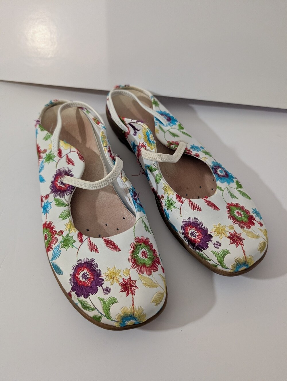 Remonte Floral Mary Jane Shoes - White with floral accents